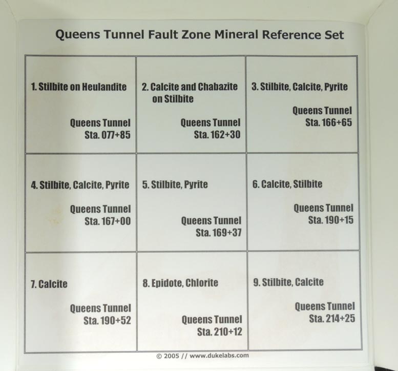 Detail view of mineral Set of nine minerals from the fault zones of NYC Water Tunnel No. 3 for sale from Queens Tunnel excavation, Queens, Woodside, Queens, New York City, Queens County, New York