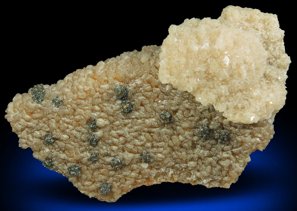 Mineral Stilbite-Ca with Calcite and Pyrite (best of find) for sale from 700' level, Sta.167, Queens Tunnel of NYC Water Tunnel #3, Woodside, Queens, New York City, Queens County, New York