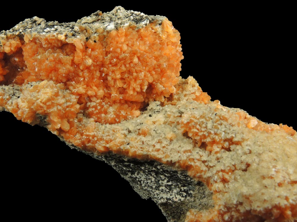 Detail view of mineral Stilbite-Ca and Calcite for sale from Water Tunnel No.3 under Manhattan Island, New York City, New York County, New York