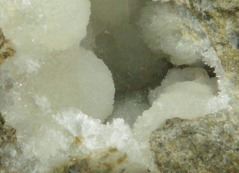 Detail view of mineral Hydromagnesite for sale from Spring Street at Medford Road, Staten Island, New York City, Richmond County, New York