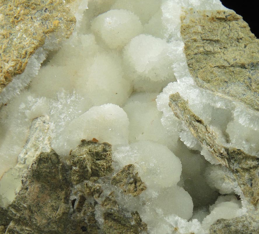 Detail view of mineral Hydromagnesite for sale from Spring Street at Medford Road, Staten Island, New York City, Richmond County, New York