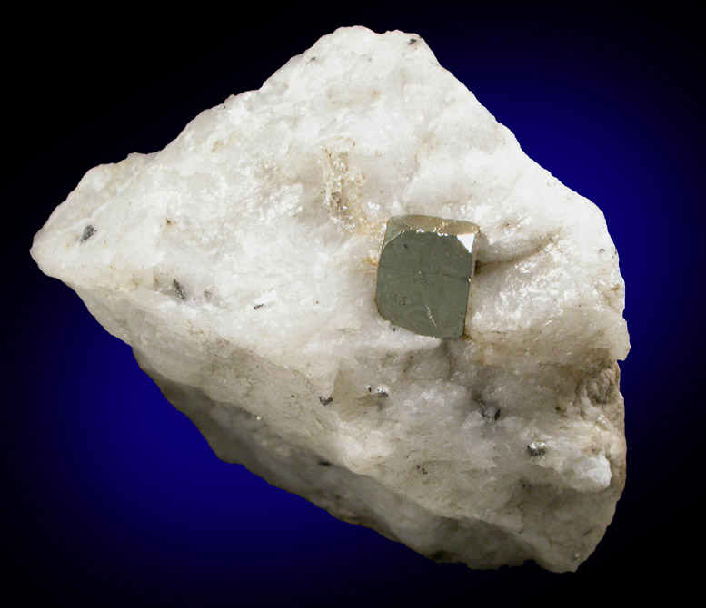 The Minerals of New York City: Pyrite crystal 9 mm across in Inwood Marble from Dyckman Street, Manhattan 