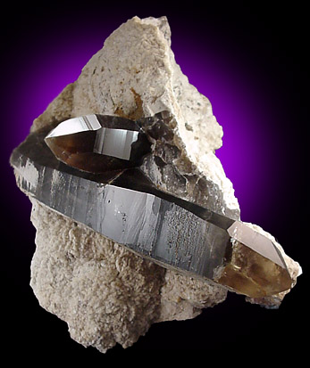 Mineral Specimens: Quartz var. Smoky on Cleavlandite from Peter's Pocket, N. Moat Mt., Bartlett, New Hampshire